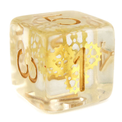 7 Dice Poly Set - Steampunk (Crystal/Gold)