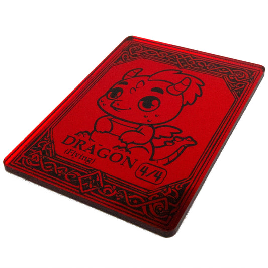 Acrylic Token - Dragon 4/4 F - Mirror Red