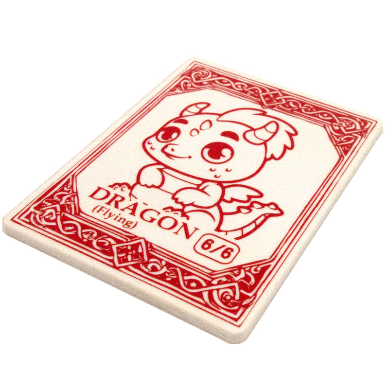 Acrylic Token - Dragon 6/6 F - White (Red)