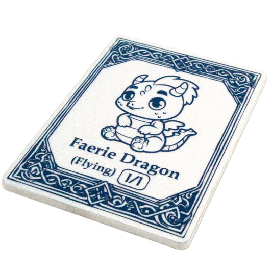 Acrylic Token - Faerie Dragon 1/1 F - White (Blue)