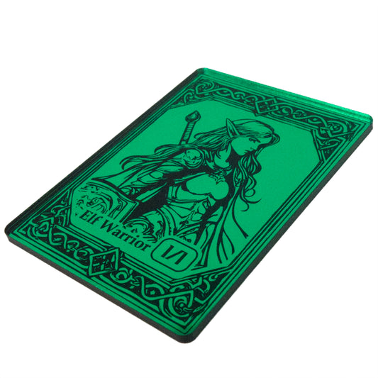 Acrylic Token - Elf Warrior 1/1 - Mirror Green