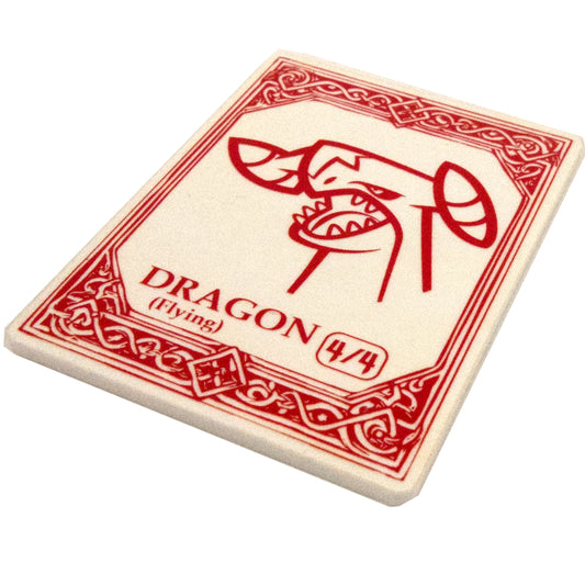 Acrylic Token - Dragon 4/4 F - White (Red)